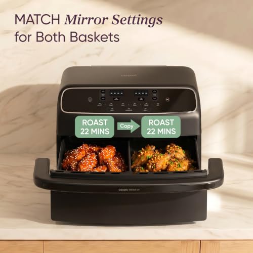 Cosori TWINFRY 9 QT Double Air Fryer, Removable Divider, PFAS-Free Ceramic