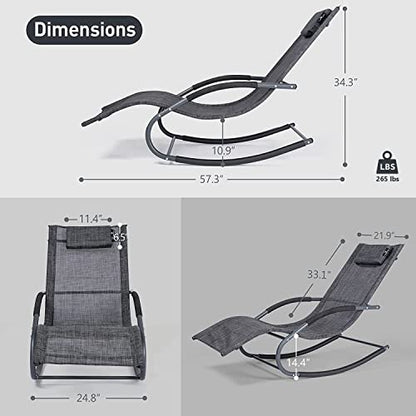 mansion home Outdoor Lounge Chair, Chaise Lounge for Patio & Lawn, Pool Lounge Chairs with Removable Pillow, Dark Grey