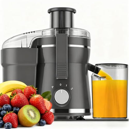 Juicer Machine, 500W Centrifugal Juicer Extractor with 3 Speed & Wide Mouth 3” Feed Chute for Fruit Vegetable, High Yield Juicer Included Cleaning Brush for Easy to Clean, Gray