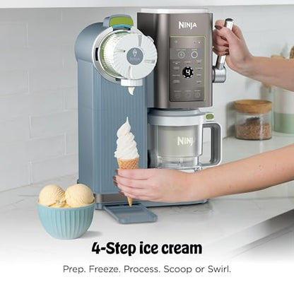 Ninja CREAMi Scoop & Swirl Ice Cream Maker, Soft Serve Desserts, Sorbet, Milkshakes, Frozen Yogurt and More, 13-in-1 Programs, Includes Handle and Two 16 oz 2-in-1 Pints, Blue, NC701ND