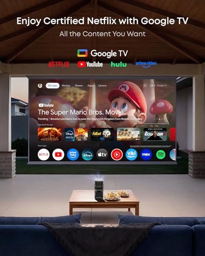 soundcore Nebula P1 Portable GTV Projector with Detachable Speakers, 650 ANSI Lumens, 1080P, 20W Truly 2.0 Surround Sound, Dolby Audio, Built-In Gimbal, Auto Adjustment, 180" Big Screen, Carry Handle