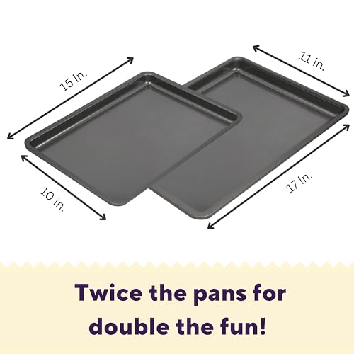 Wilton Silver 2- Piece Non-Stick Baking Sheet Set, Cold-Rolled Steel Bakeware for Baking and Roasting, Made without PFAS