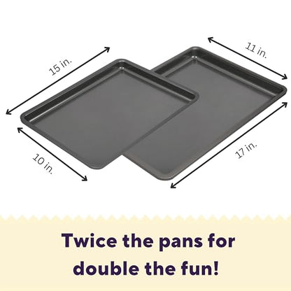 Wilton Silver 2- Piece Non-Stick Baking Sheet Set, Cold-Rolled Steel Bakeware for Baking and Roasting, Made without PFAS