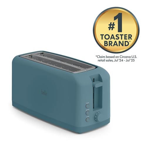 bella Fits-Anywhere™ Slim Toaster, 4 Slice Extra Long & Wide Slot, Surf