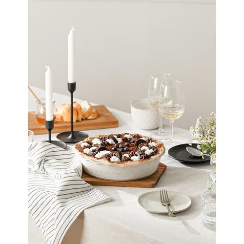 MIKIGEY Deep Pie Dish for Baking, Ceramic Pie Pan for Apple Pie, Tart, Quiche Baking Dish, Farmhouse Decor Pie Plate, Deep Dish Pie Pan, Oven Safe, Off-White