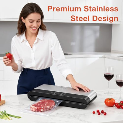 85Kpa Vacuum Sealer Machine for Food, 5-in-1 Food Saver with 20 BPA-Free Bags – Dry & Moist Modes, Compact Easy-to-Use Vacuum Sealer for Meal Prep (SJ2085)