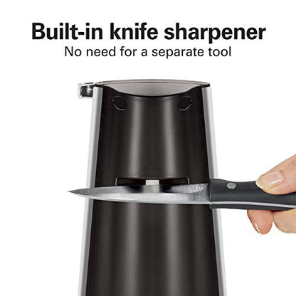 Hamilton Beach Extra-Tall Electric Automatic Can Opener with Easy-Clean Detachable Cutting Lever, Cord Storage, Knife Sharpener, Brushed Stainless Steel (76700)