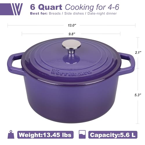 VORRINGARD Enameled Cast Iron Dutch Oven Pot with Lid, for Bread Baking, Round Bread Oven- include Sourdough Bread Baking Supplies Set, 6QT, Purple
