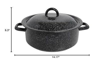 Mirro 4.5 Quart Traditional Vintage Style Black Speckled Enamel on Steel Dutch Oven with Lid, (MIR-10701)