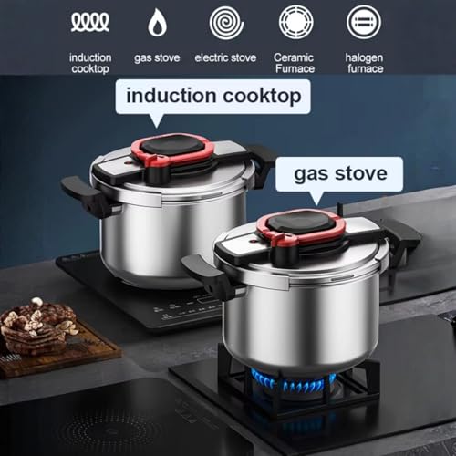Stovetop 304 Stainless Steel Pressure Cooker, 6.9 QT