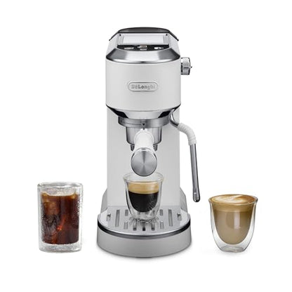 De'Longhi Dedica Duo Compact Espresso Machine - Cold Brew Coffee Maker with Milk Frother Wand- for Espresso, Hot & Iced Coffee, Cappuccinos, Lattes & Home Barista Brewing, Vanilla