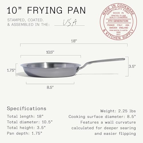 Made In Cookware | 10-Inch Stainless Steel Frying Pan | 5 Ply Stainless Clad | Professional Cookware | Crafted in USA | Induction Compatible