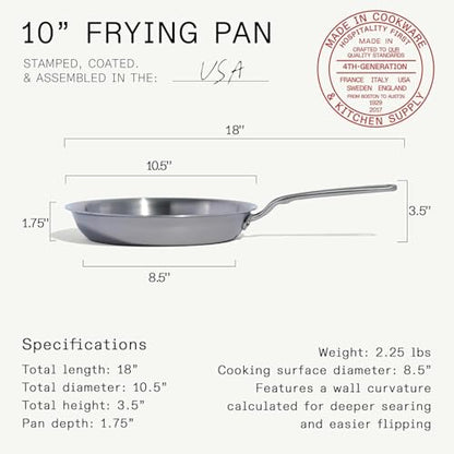Made In Cookware | 10-Inch Stainless Steel Frying Pan | 5 Ply Stainless Clad | Professional Cookware | Crafted in USA | Induction Compatible