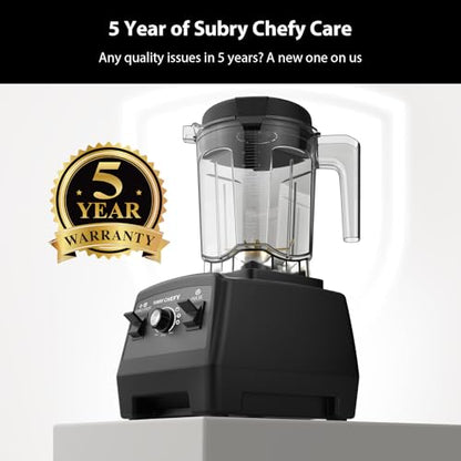 Subry Chefy Countertop Blender Pro 2000W, Professional High-Speed Blender with Powerful Brushless Motor, 25-Speed, 68oz, Heavy Duty Kitchen Blender for Smoothies, Ice Crushing & Food Prep, Black