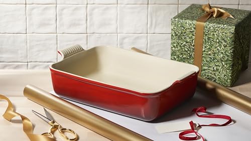Le Creuset Stoneware Heritage Deep Rectangular Lasagna Dish, 6.75 qt., Cerise