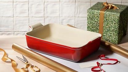 Le Creuset Stoneware Heritage Deep Rectangular Lasagna Dish, 6.75 qt., Cerise