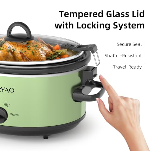 6 Quart Slow Cooker with Locking Lid, Includes 5 Liners, Serves 6-8