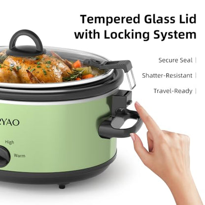 6 Quart Slow Cooker with Locking Lid, Includes 5 Liners, Serves 6-8