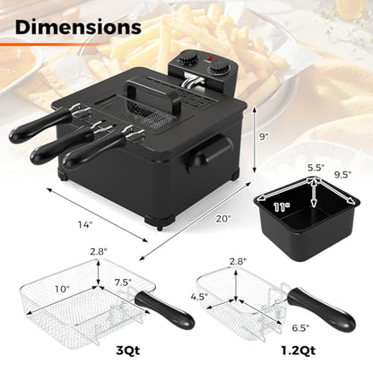 DORTALA 5L Electric Deep Fryer with 3 Detachable Frying Baskets