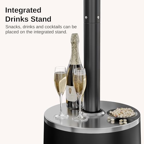 EAST OAK 50,000 BTU Patio Heater with Sand Box, Table Design, Double-Layer Stainless Steel Burner, Wheels, Triple Protection System, Outdoor Heater for Home and Residential, Polar Night
