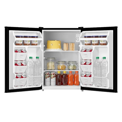 Emerson CR2700B-A Compact Refrigerator 2.7 Cu Ft, ENERGY STAR Mini Fridge with Adjustable Thermostat, Reversible Door, Glass Shelves, Manual Defrost, Black