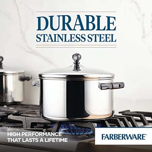 Farberware Classic Series Stainless Steel Stockpot with Lid, 6-Quart Pot