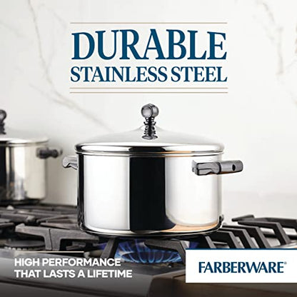 Farberware Classic Series Stainless Steel Stockpot with Lid, 6-Quart Pot
