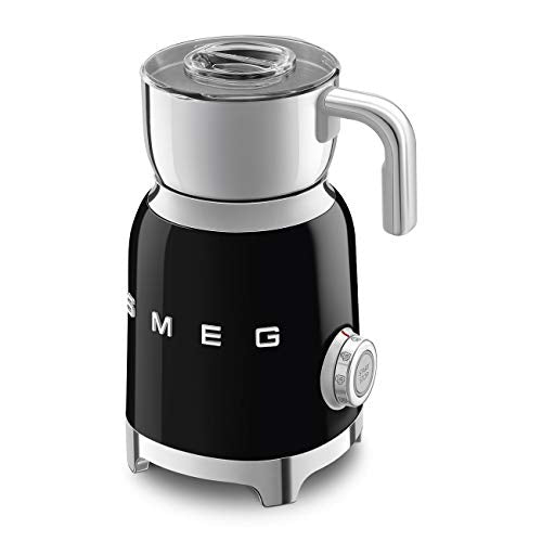 SMEG Retro 50's Style Milk Frother with 2 Disks 6 Preset Programs Hot or Cold Frothing and Induction Heating (Black)
