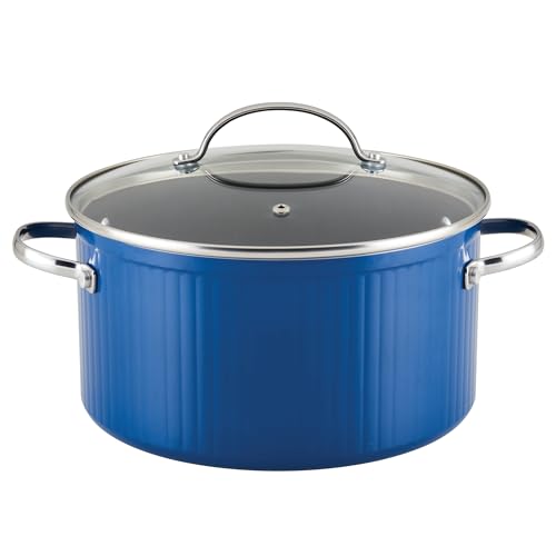 Farberware Style Nonstick Cookware Stockpot, 6 Quart, Blue