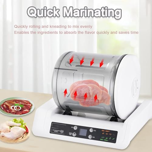 pedenencelia Automatic Vacuum Tumbler Marinating Machine 4w,7l Capacity Pickling Barrel,Led Display,Timer 10 Hours,for Marinating Meat and Vegetables