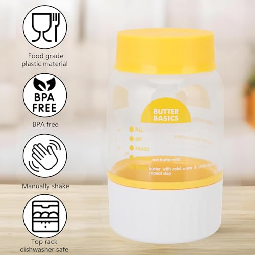 Butter Maker Cup Manual Butter Churner Shaker 155. 00g/5. 47oz Plastic Multifunctional Cream Separator Dependable Butter Making Bottle Built in Strainer for Kitchen Cooking Baking