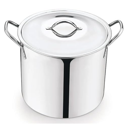12 Quart Stainless Steel Stock Pot with Lid - Professional Grade Soup Pot for Pasta, Stews & Large Batches, Riveted Cool-Touch Handles, Commercial Kitchen Use