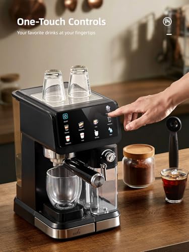 UDI 20 Bar Espresso Machine, 9-in-1 Coffee Maker with Automatic Milk Frother & Detachable Milk Tank, One-Touch Cappuccino Latte Macchiato Americano Iced Espresso, Self-Cleaning Function for Home Use