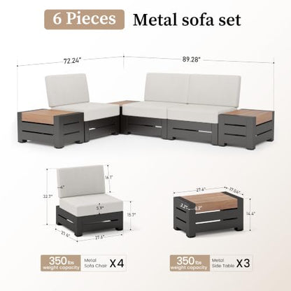 SUNSHINE VALLEY 6-Piece Patio Sectional Set, Modular Design