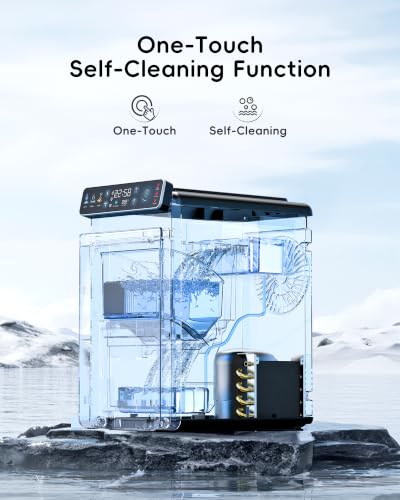 ecozy Small Ice Maker with Full-Color Panel & Timer Function, 26 lbs/Day