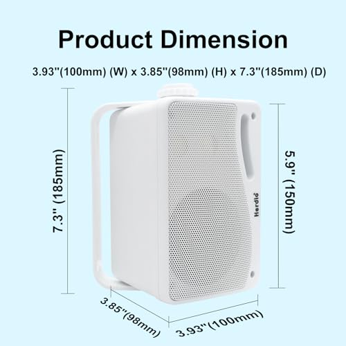 Herdio 3.5 Inch Passive Outdoor Speakers Wired Waterproof, 200W 3 Way Premium Mountable Wall Mount Speakers with Superior Sound, All-Weather Durability, for Patio Marine Boat Garage Indoor(White Pair)
