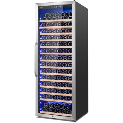 Velivi 24" Single-Zone Wine Cooler 154-Bottles, Low Noise Fast Cooling, Tall Freestanding/Built-in Fridge Large Capacity for Wine Collection