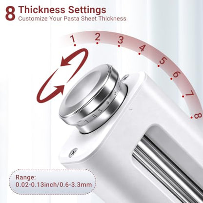 3-Piece Pasta Maker Attachments for KitchenAid Stand Mixers, Pasta Roller, Fettuccine Cutter & Spaghetti Cutter Set,Homemade Fresh Noodle Maker Accessories with Cleaning Brush