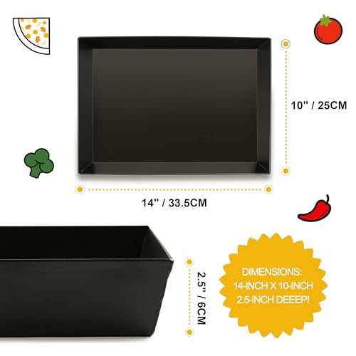 Blue Steel Detroit Pizza Pan 14x10 (Non-Stick&BPA Free) Heat-Resistant Up to 800°F, Pre-Seasoned Carbon Steel Detroit Pizza Pan, Deep Dish Pizza Authentic Steel Pan Five Years Free Replacement