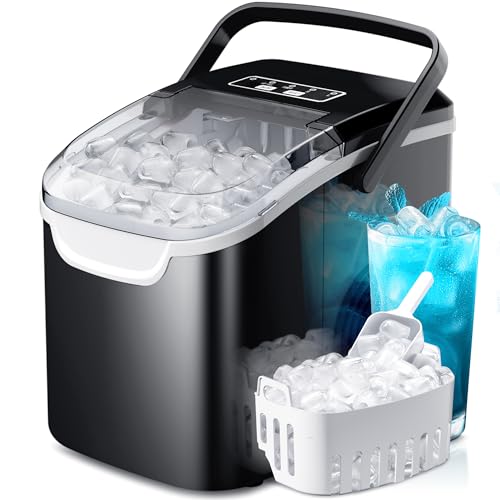 Crzoe Countertop Ice Maker, 26Lbs/24H,2 Sizes of Ice, Self-Cleaning,Black