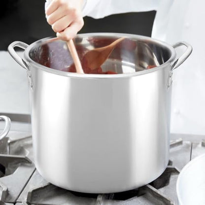 Bene Casa Stainless-Steel Stock Pot with lid, 16-quart capacity stock pot, reinforced bottom stainless-steel stock pot