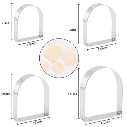 Arched Cookie Cutter Set ANCKNE 4 piece geometric cookie cutter molds - Stainless steel from 2 to 5 inches, Cake Cutters for Kitchen Baking