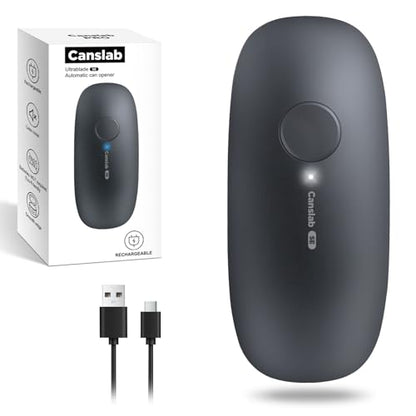 Canslab Ultrablde SE - USB Rechargeable Electric Can Opener for Kitchen for Seniors with Arthritis- Cordless Battery Powered Automatic, Side Cut, Smooth Edge, Handsfree, for Small or Large Cans, Grey
