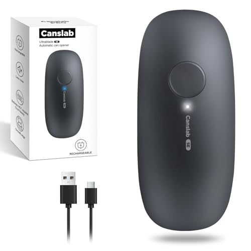 Canslab Ultrablde SE - USB Rechargeable Electric Can Opener for Kitchen for Seniors with Arthritis- Cordless Battery Powered Automatic, Side Cut, Smooth Edge, Handsfree, for Small or Large Cans, Grey