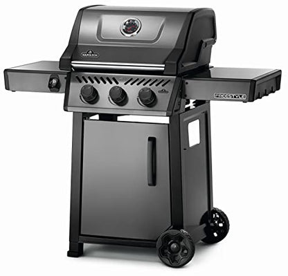 Napoleon Freestyle 365 Natural Gas Outdoor Grill, Graphite Grey – 3-Burner BBQ with Stainless Steel Cooking Grates