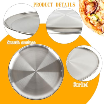 Norcoin 16 Pieces Stainless Steel Pizza Pans 12 Inch Pizza Pans Bulk Round Bakeware Oven Pizza Trays for Baking Roasting Restaurant Home Kitchen Healthy Rust Free Dishwasher Easy Clean