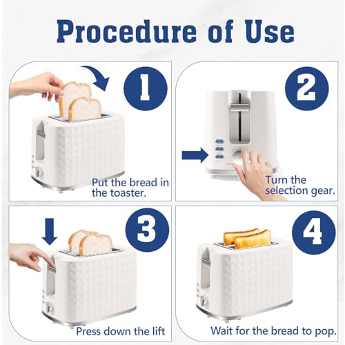 Seydere Toaster 2 Slices, Toasters Wide Slot, Bread Toaster with Cancel, Bagel, Defrost Function, Bagel Toasters with Removable Tray & 6 Temperature Settings, Beige
