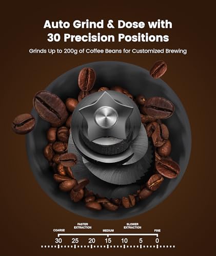 Electactic Espresso Machine 15 Bar with Built-in Anti-Clog Coffee Grinder,Stainless Steel Coffee Maker with 77.8 oz Removable Water Tank for Cappuccino/Latte,Home&Office,Black