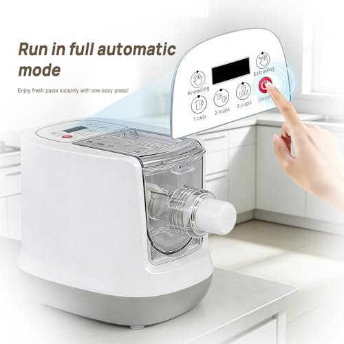 CEUGS Electric Pasta Maker, 260W Automatic Pasta Maker Machine, 500G Flour Capacity Noodle Machine, 12 Types of Noodle Molds, Pasta Making Machine for Spaghetti, Cannelloni, Dumpling and More