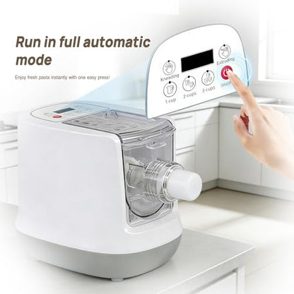 CEUGS Electric Pasta Maker, 260W Automatic Pasta Maker Machine, 500G Flour Capacity Noodle Machine, 12 Types of Noodle Molds, Pasta Making Machine for Spaghetti, Cannelloni, Dumpling and More